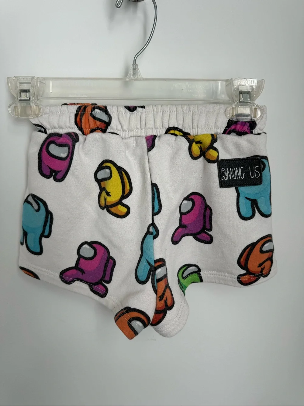 Kids White Among Us Print Elastic Waist Shorts Size 8